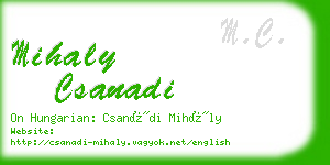 mihaly csanadi business card